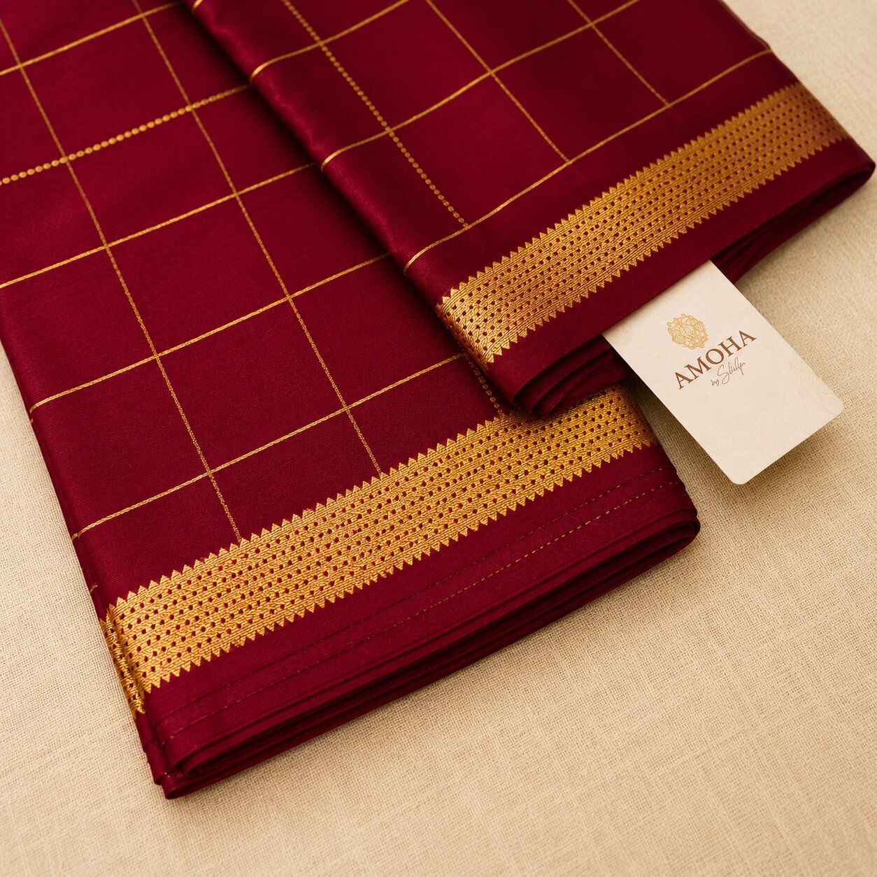 Maroon & Gold - Brocade pure Mysore silk