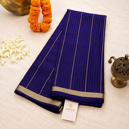 Blue - Brocade pure Mysore silk