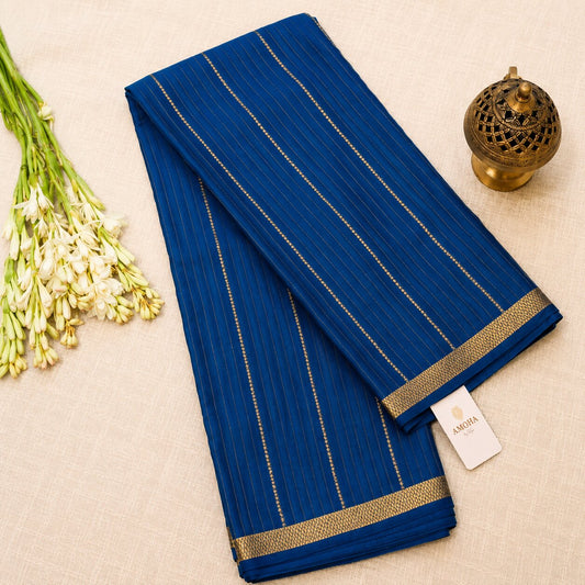 Teal Blue - Brocade pure Mysore silk