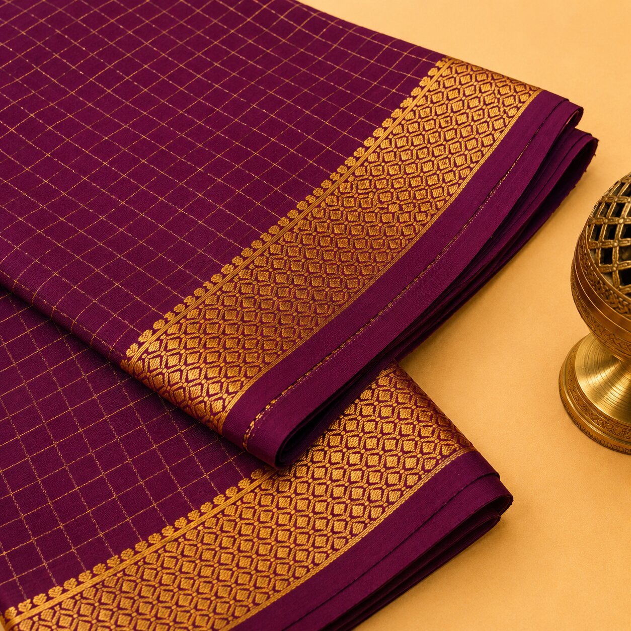 Wine Purple - Brocade pure Mysore silk