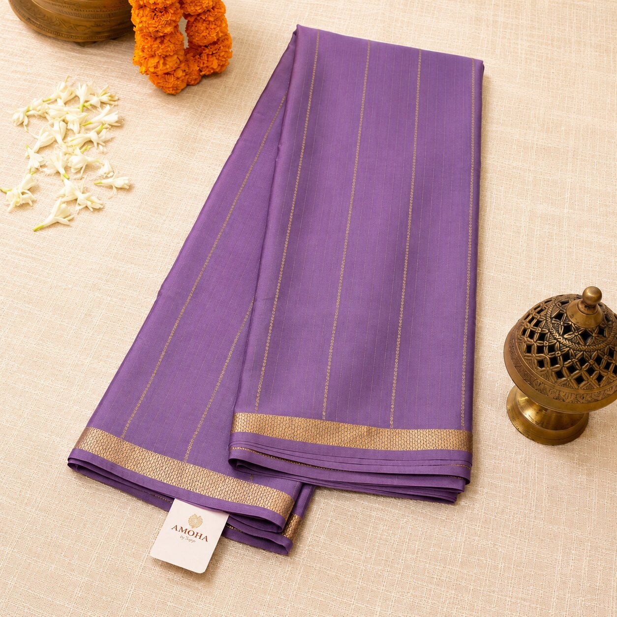Lilac Pattern - Brocade pure Mysore silk
