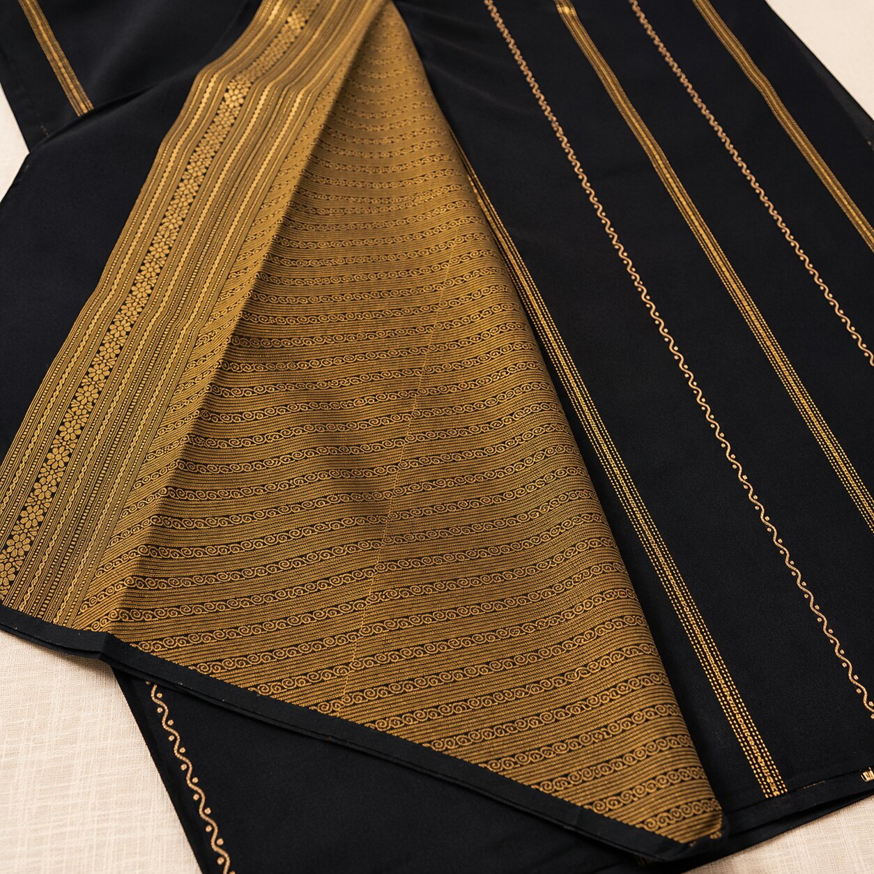 Black and Golden - Brocade pure Mysore silk