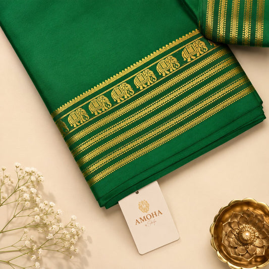 Bottle Green - Pure Mysore silk saree