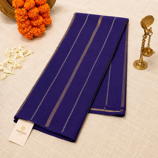 Royal Blue - Brocade pure Mysore silk