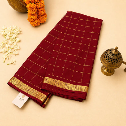Red & Gold - Brocade pure Mysore silk