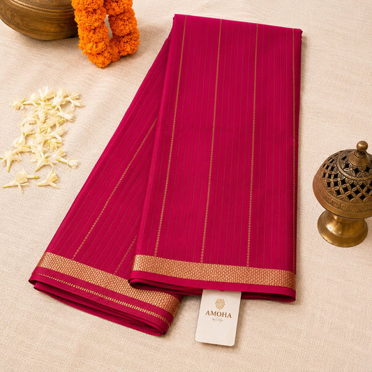 Dark Pink - Brocade pure Mysore silk