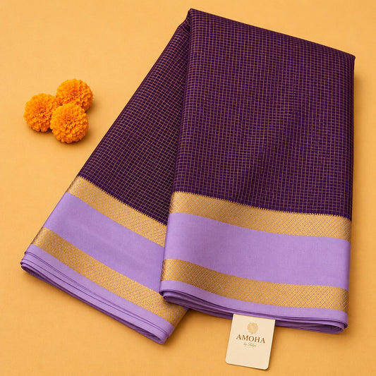 Purple & Lavender - Brocade pure Mysore silk