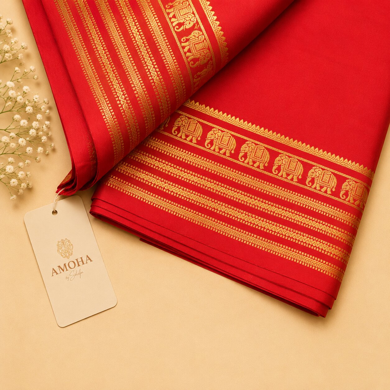 Vibrant Red - Pure Mysore silk saree