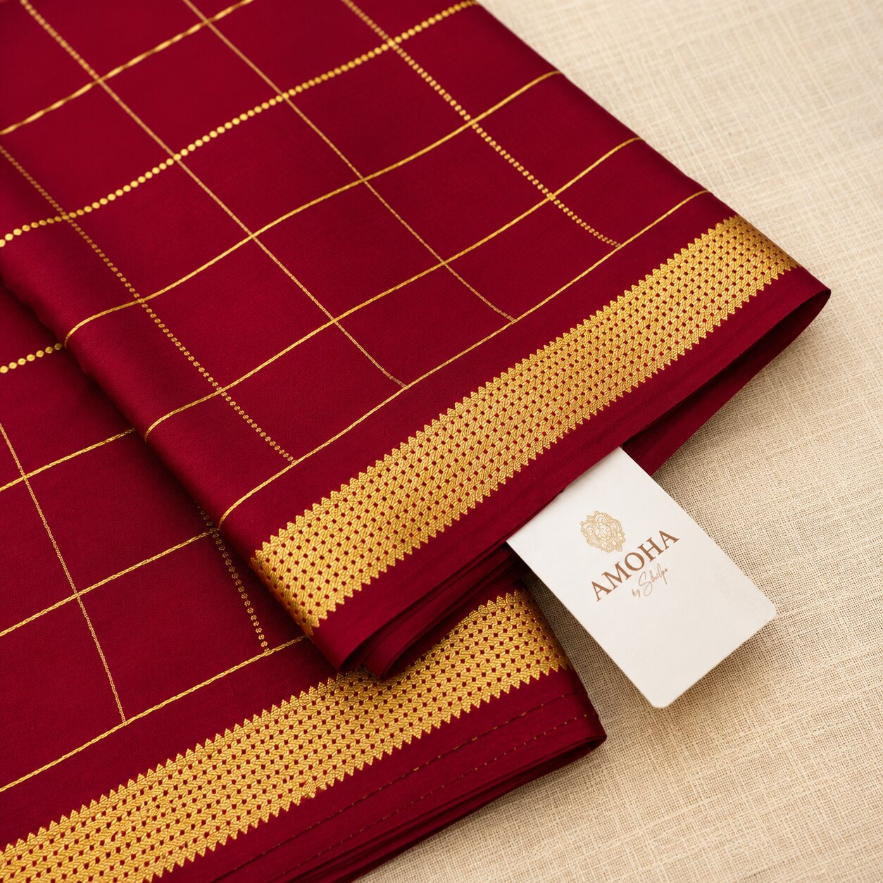 Maroon & Gold - Brocade pure Mysore silk