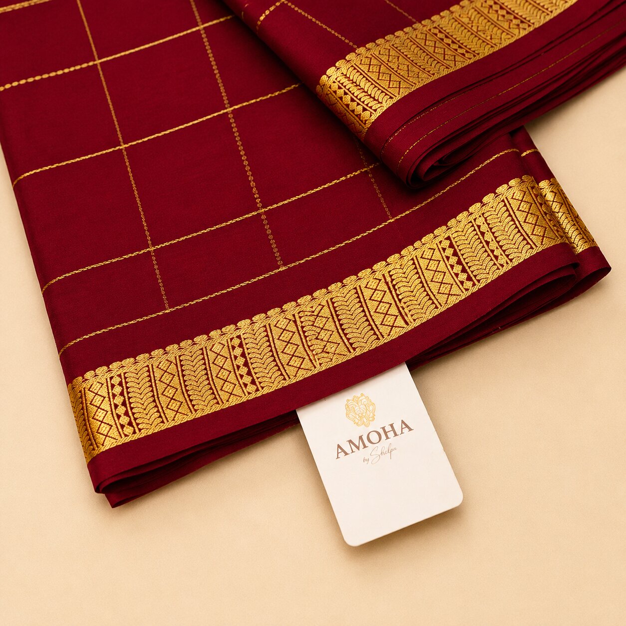 Red & Gold - Brocade pure Mysore silk