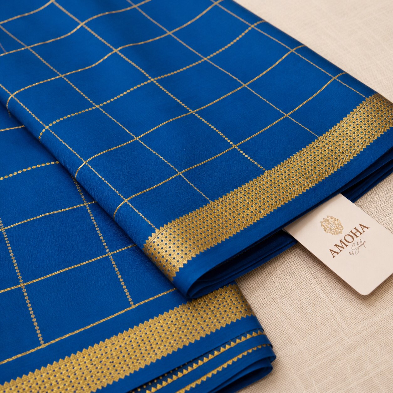 Blue & Gold - Brocade pure Mysore silk