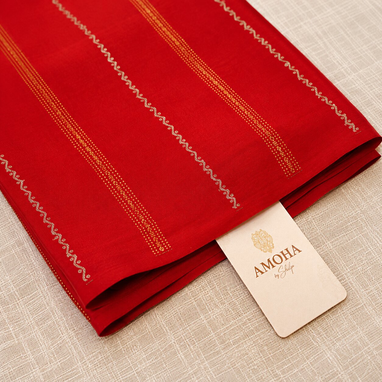 Chilli Red - Brocade pure Mysore silk