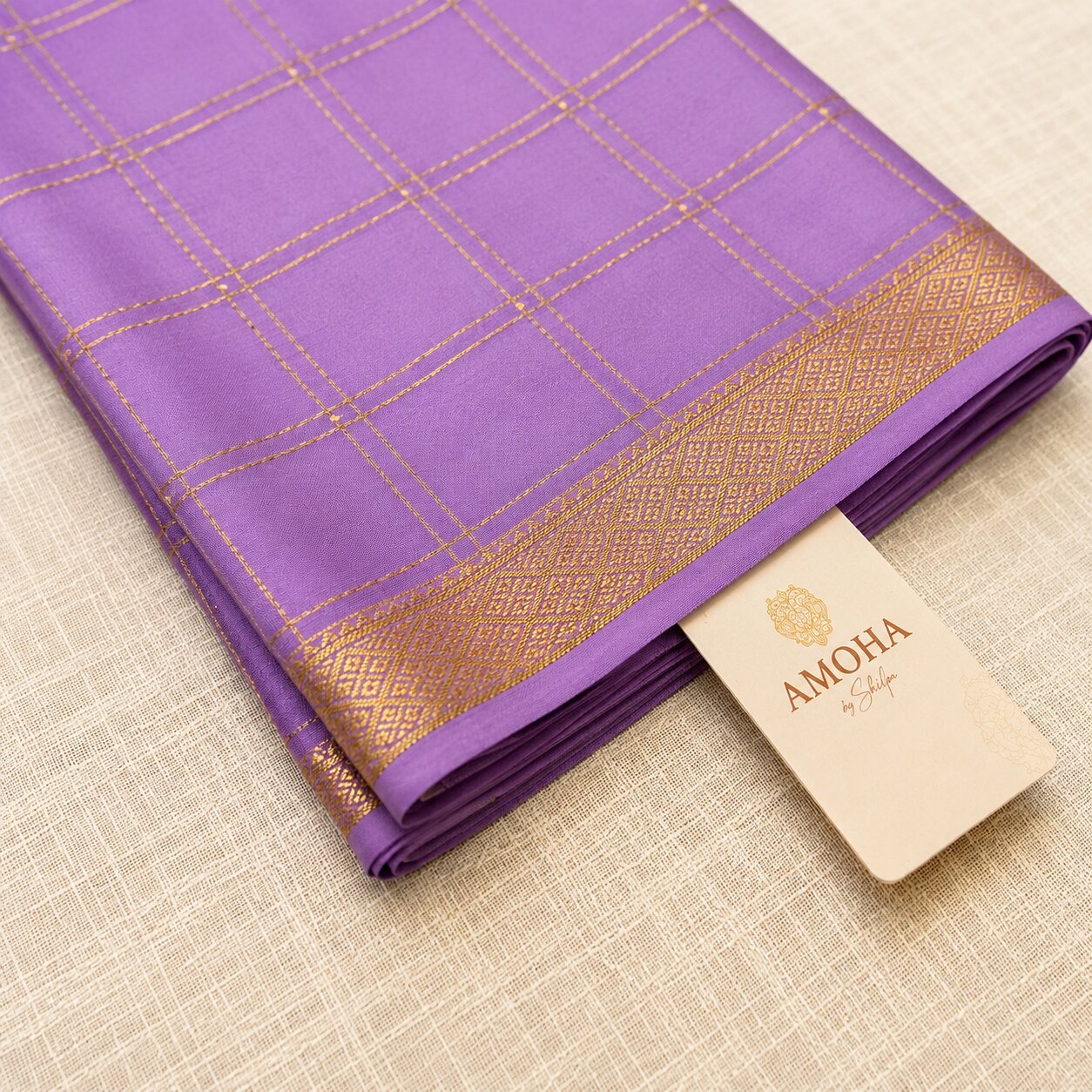 Lilac - Brocade pure Mysore silk