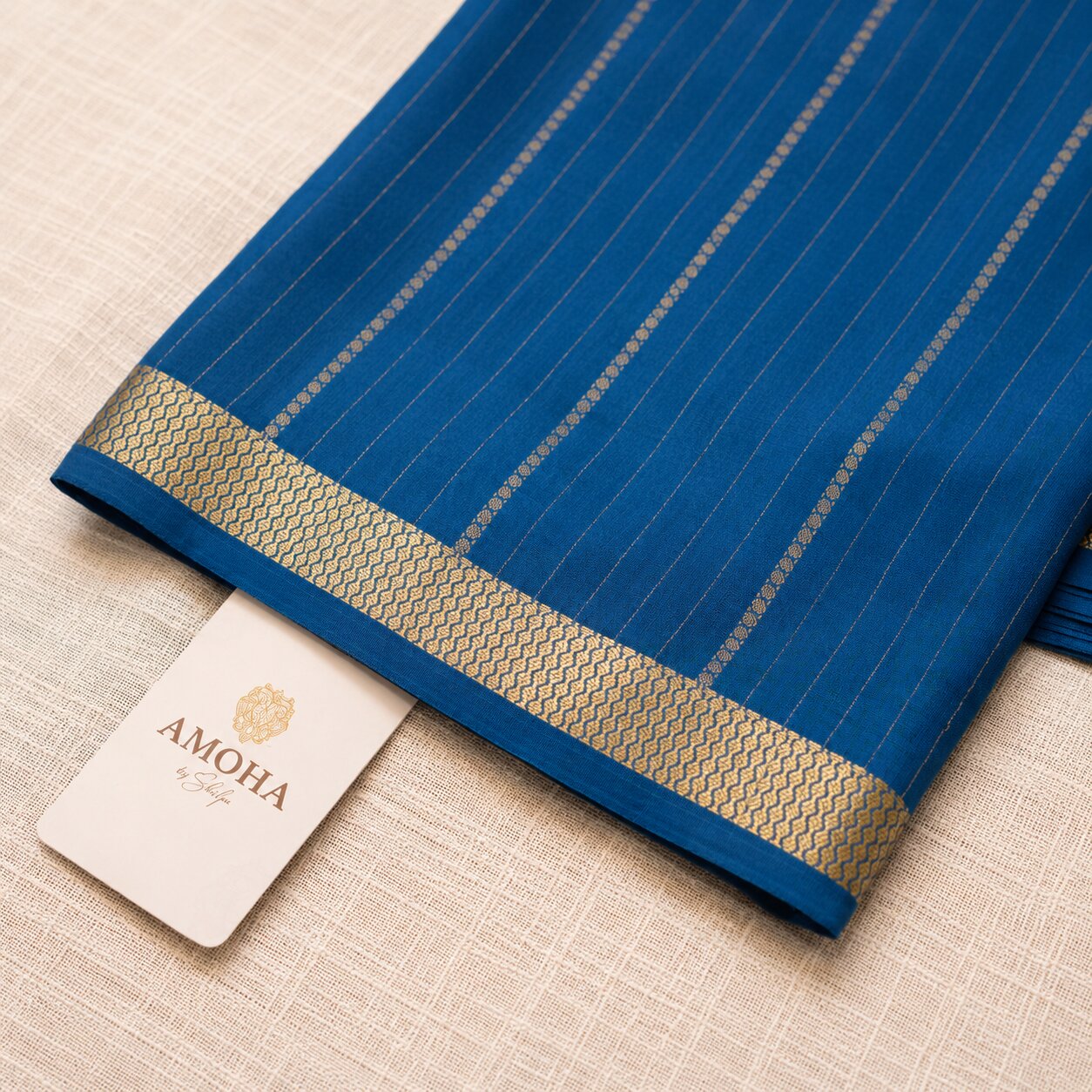 Teal Blue - Brocade pure Mysore silk