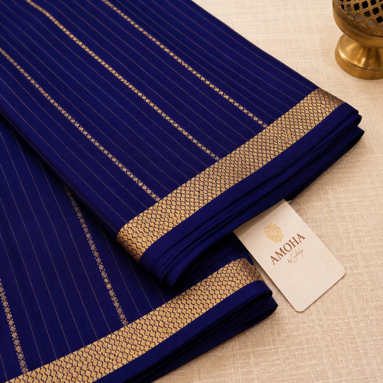 Blue - Brocade pure Mysore silk