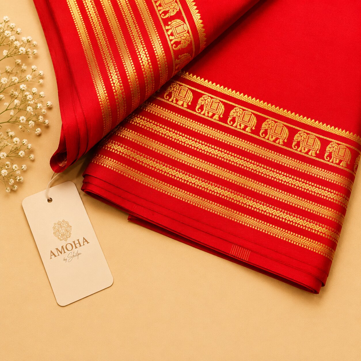 Vibrant Red - Pure Mysore silk saree