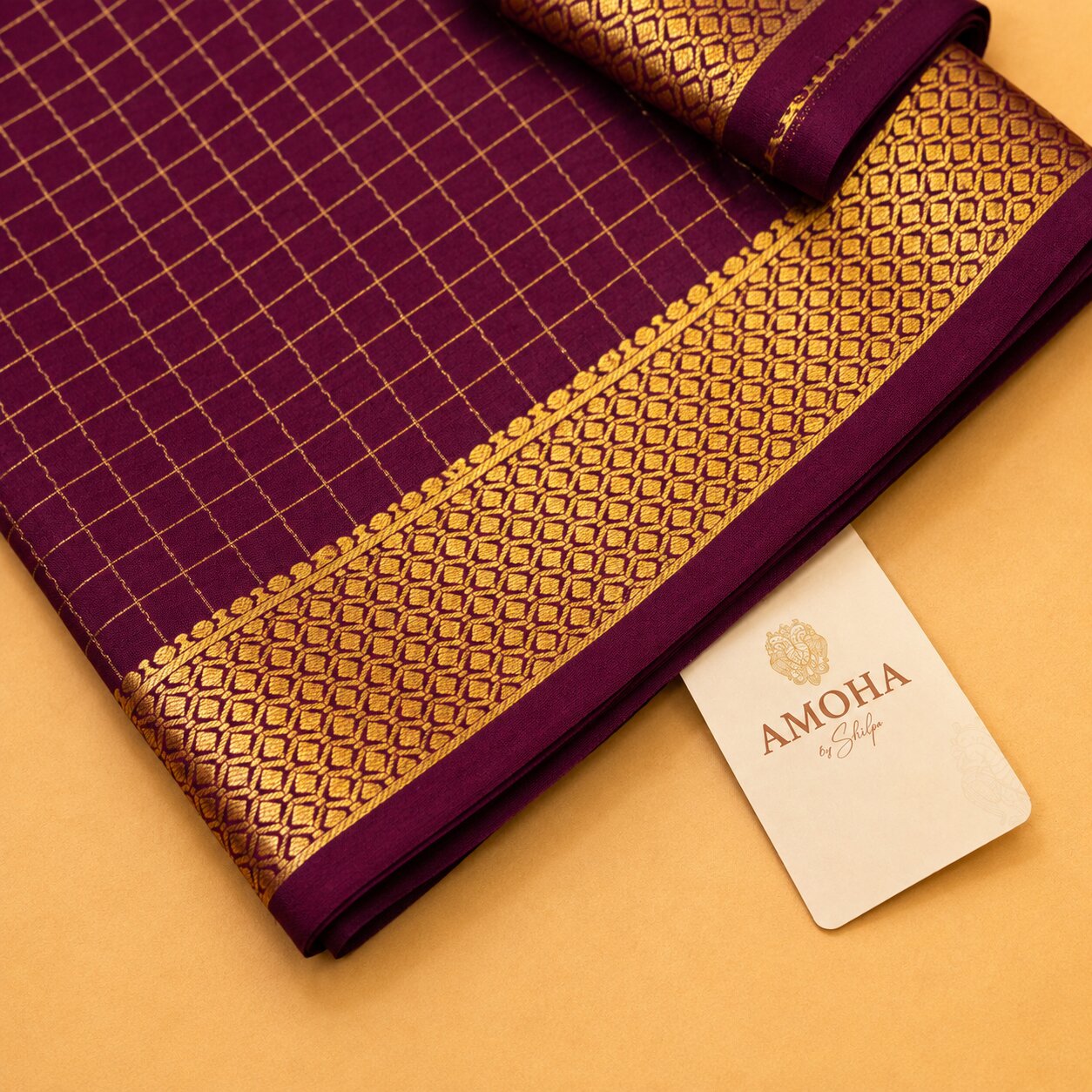Wine Purple - Brocade pure Mysore silk