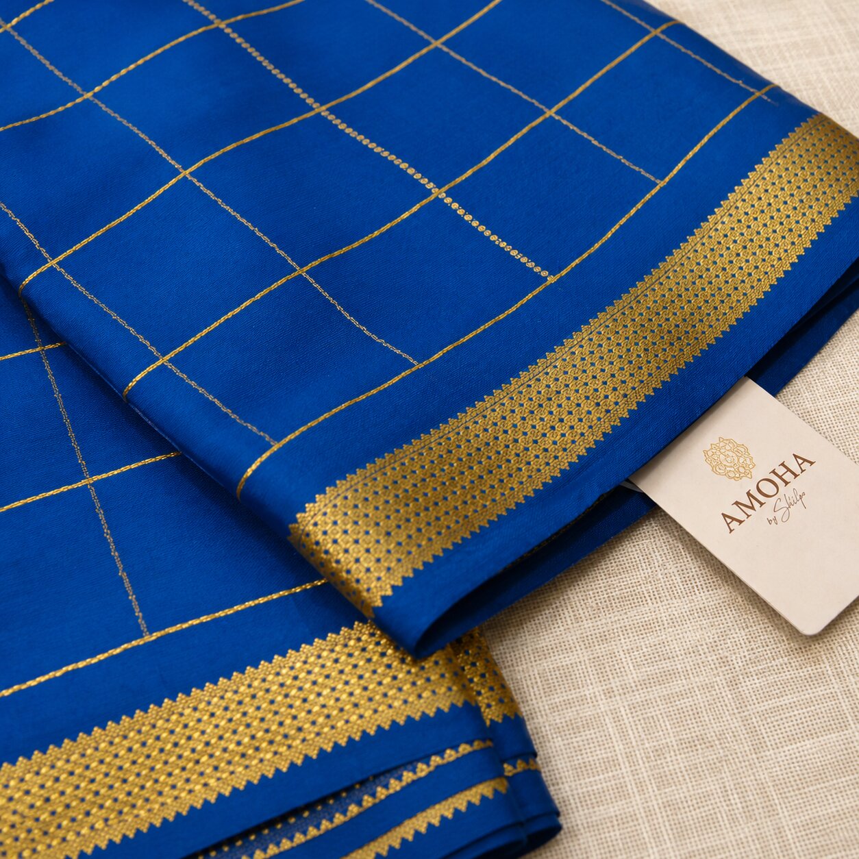 Blue & Gold - Brocade pure Mysore silk