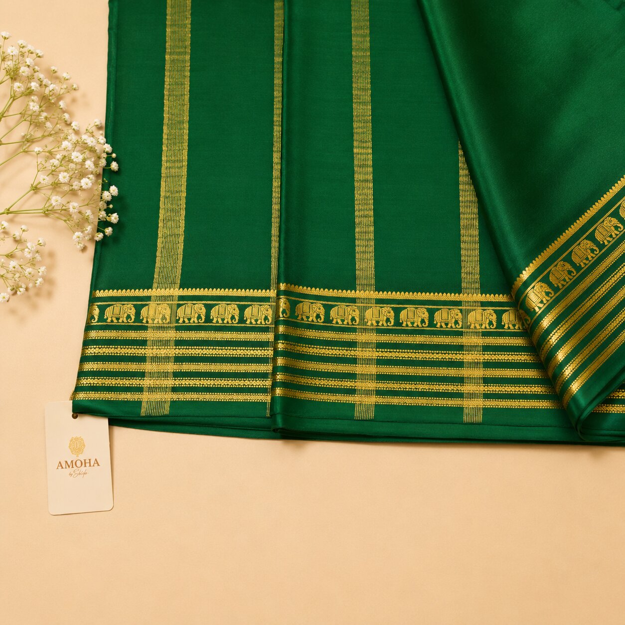 Bottle Green - Pure Mysore silk saree