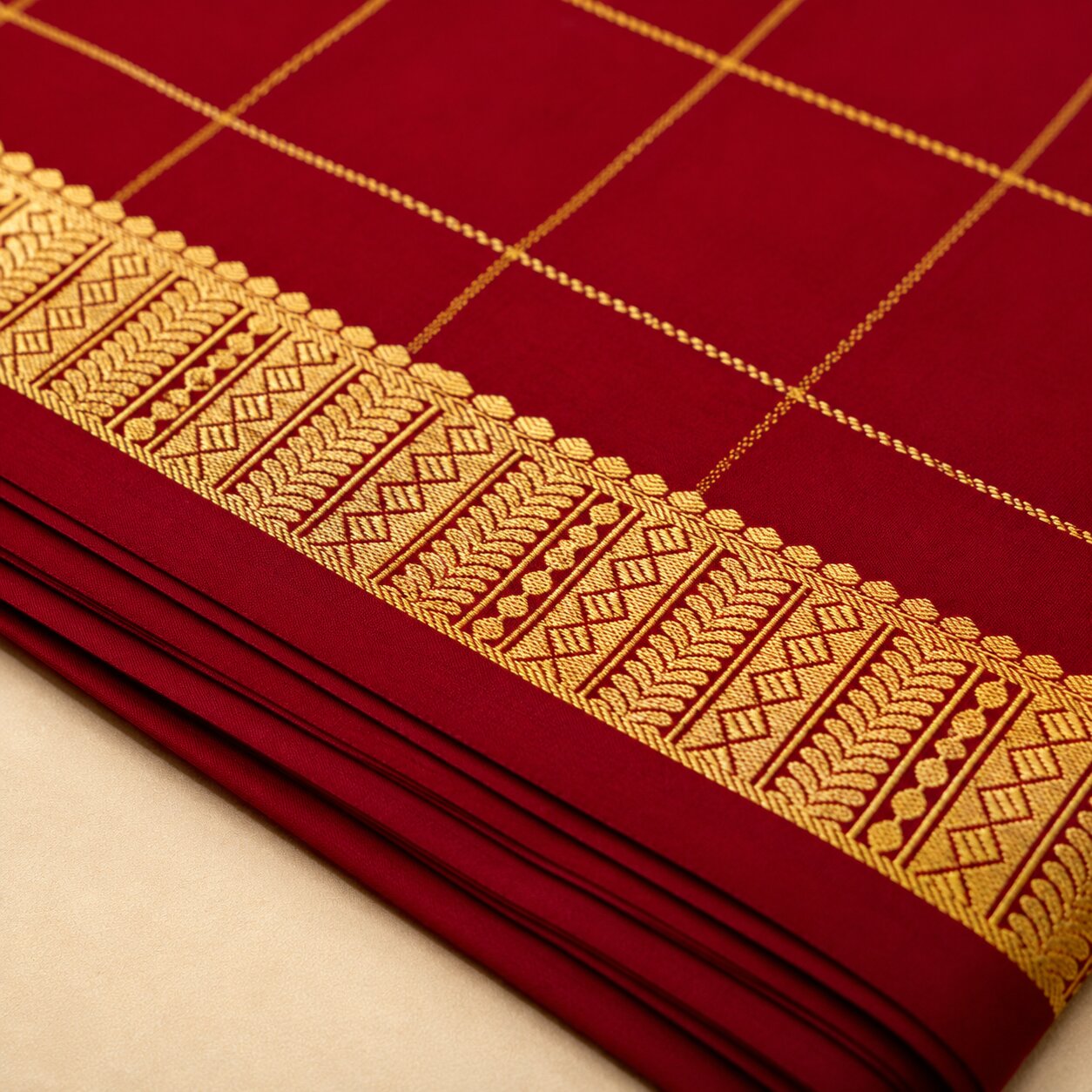 Red & Gold - Brocade pure Mysore silk