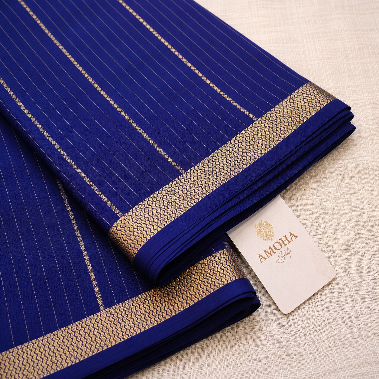 Blue - Brocade pure Mysore silk