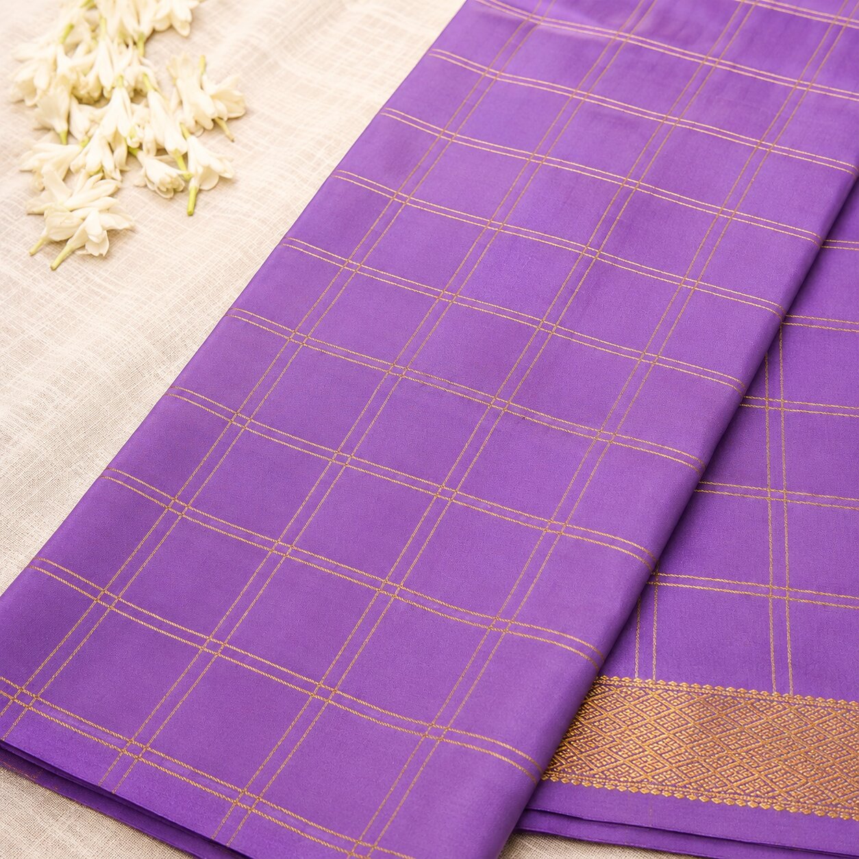 Lilac - Brocade pure Mysore silk