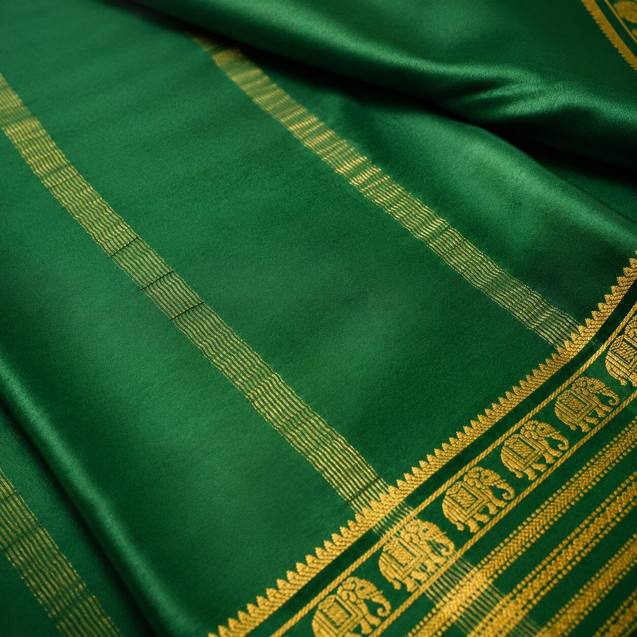Bottle Green - Pure Mysore silk saree