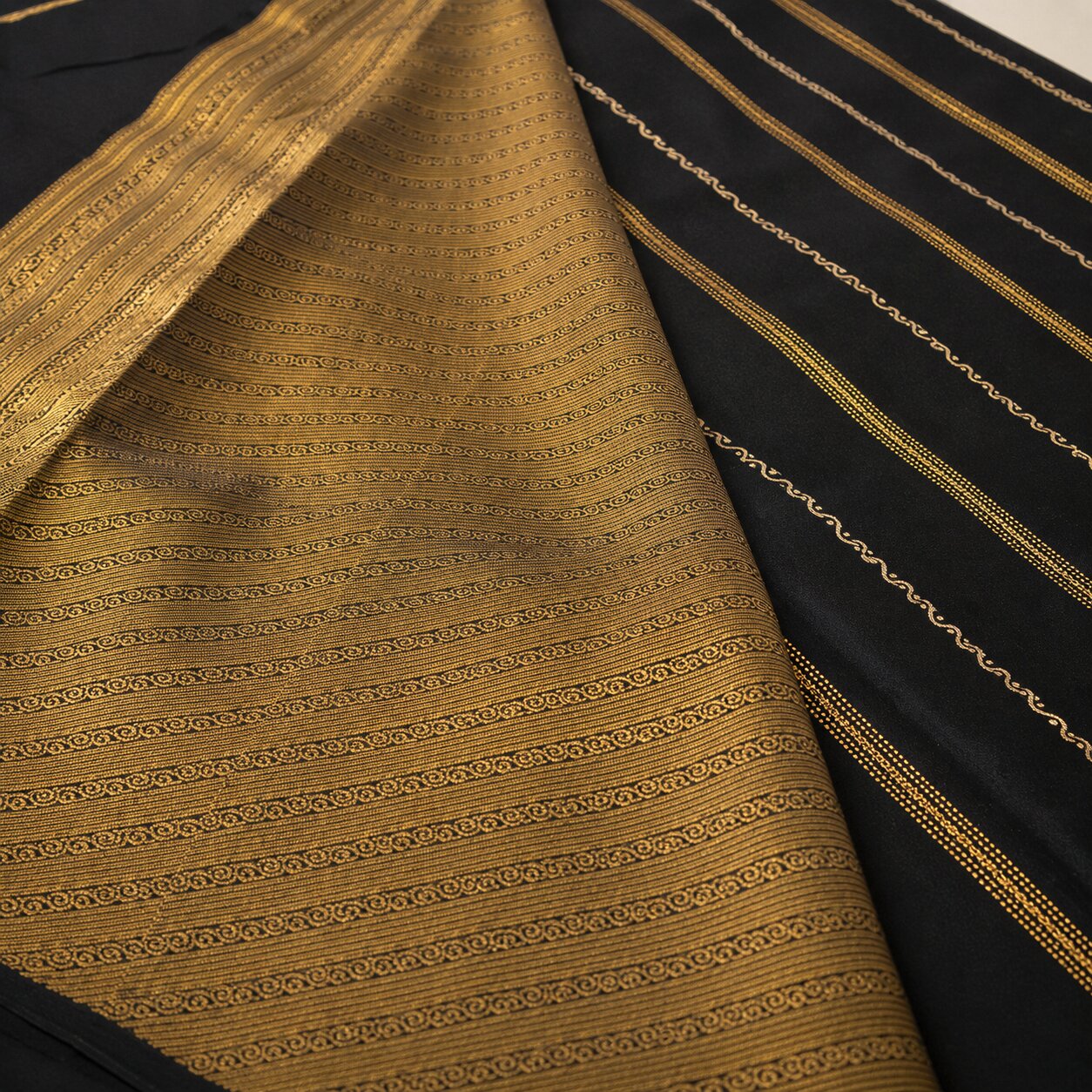 Black and Golden - Brocade pure Mysore silk
