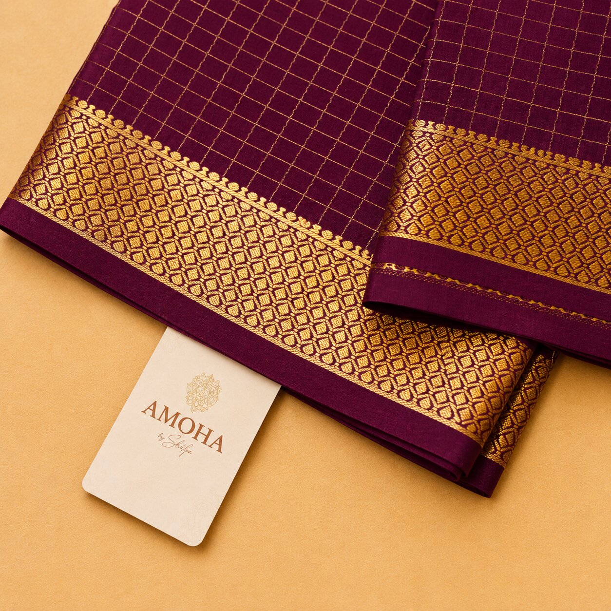 Wine Purple - Brocade pure Mysore silk