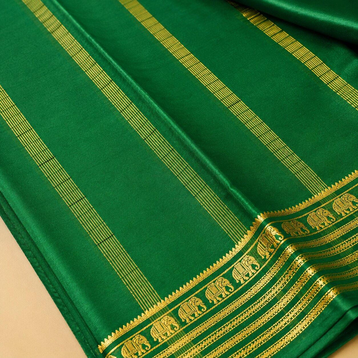 Bottle Green - Pure Mysore silk saree