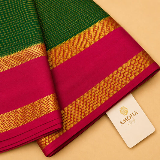Green & Pink - Brocade pure Mysore silk