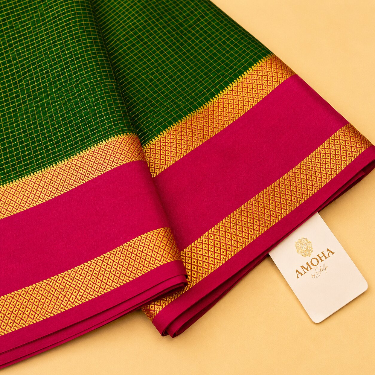 Green & Pink - Brocade pure Mysore silk