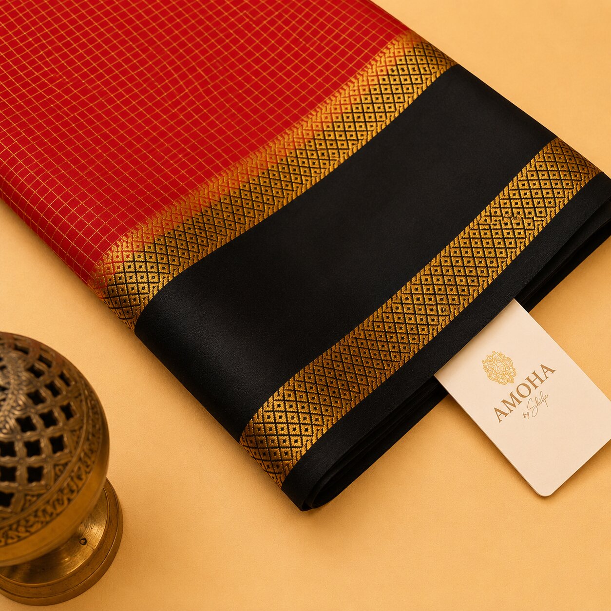 Red & Black - Brocade pure Mysore silk